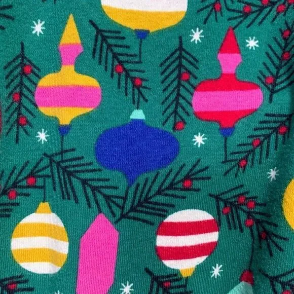 Hanna Andersson Festive Long John Pajama Pant Green Red Delightful Decorations - Picture 7 of 9